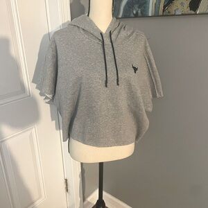 NWT Under Armour wing sleeved Cropped hoodie/gray Size XL